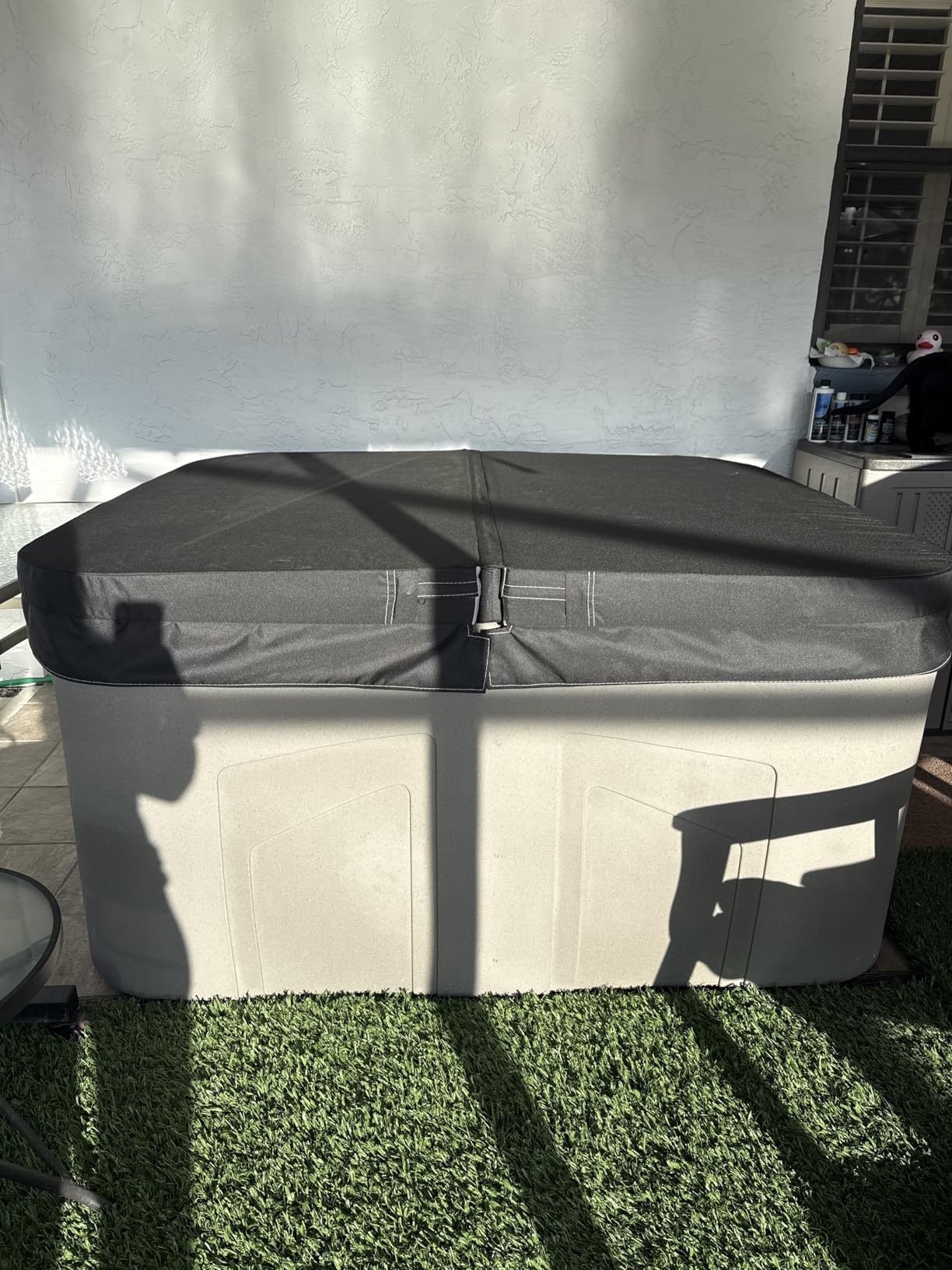 LifeSmart 4-Person Plug & Play Square Hot Tub with Thermal Cover, Taupe - Home Outdoor Backyard Spa with 13 Jets, 1.0 HP Pump, and Underwater LED Light customer photo 1