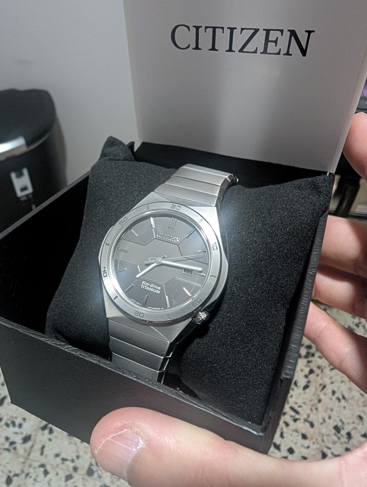 Citizen Men's Eco-Drive Sport Luxury Armor Watch in Super Titanium, Black Dial (Model: AW1660-51H) customer photo 2