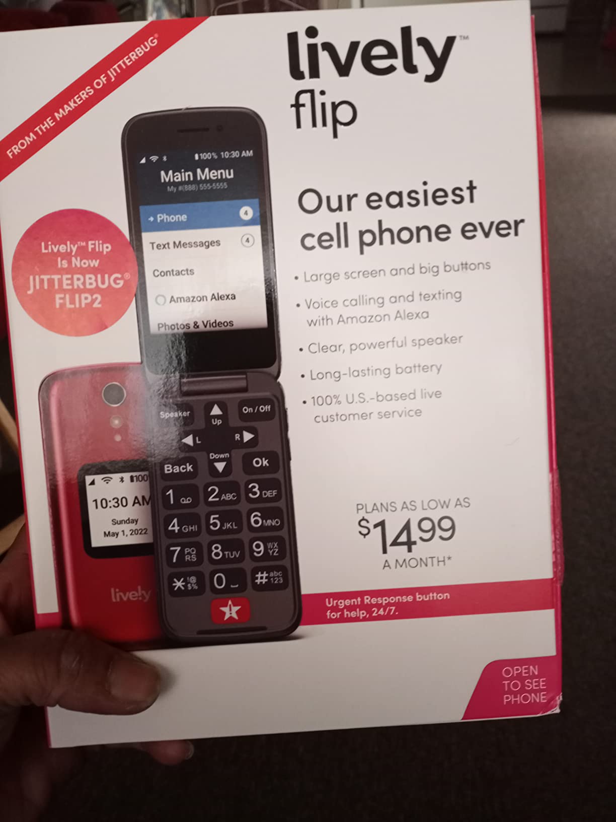 Jitterbug Flip2 - Flip Cell Phone for Seniors - Not Compatible with Other Wireless Carriers - Must Be Activated Phone Plan - No SIM Needed - Graphite Flip Phone customer photo 1