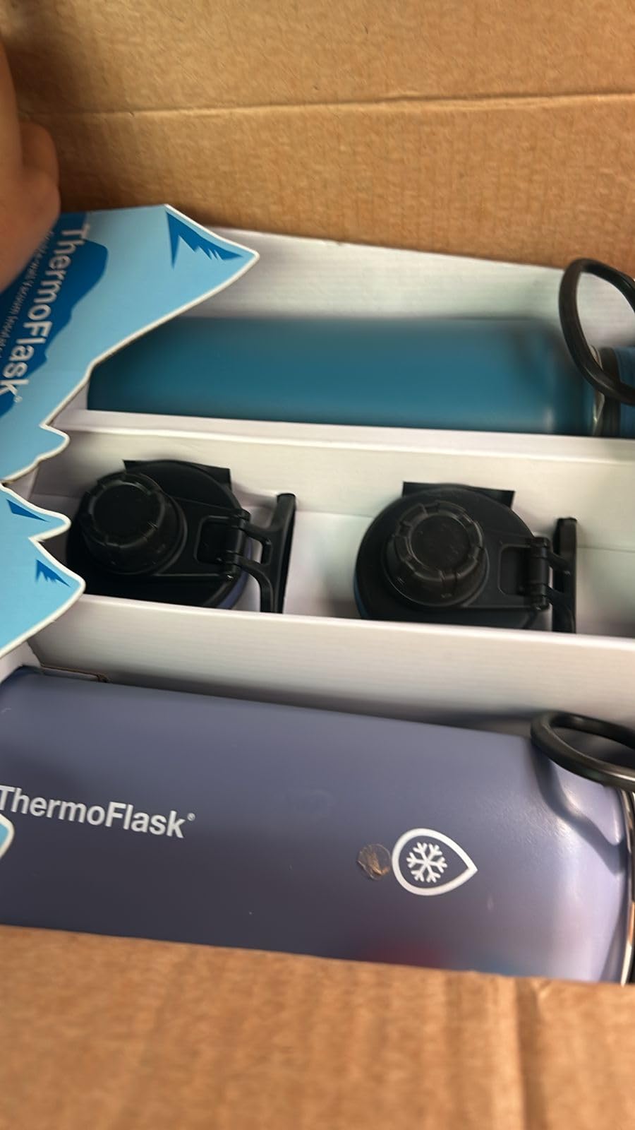 ThermoFlask Stainless Steel Water Bottles 2-Pack - Double-Wall Vacuum Insulated 24 oz BPA-Free Spout Lids - Keeps Drinks Cold 24 Hrs, Hot 12 Hrs - Leakproof, Dishwasher Safe, Mayan Blue/Black customer photo 2