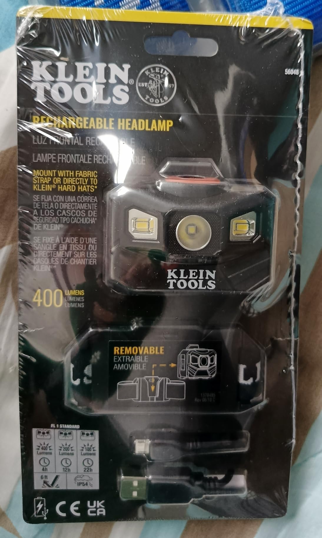 Klein Tools 56048 Rechargeable LED Headlamp, Adjustable Fabric Strap, 400 lms, All-Day Runtime customer photo 1