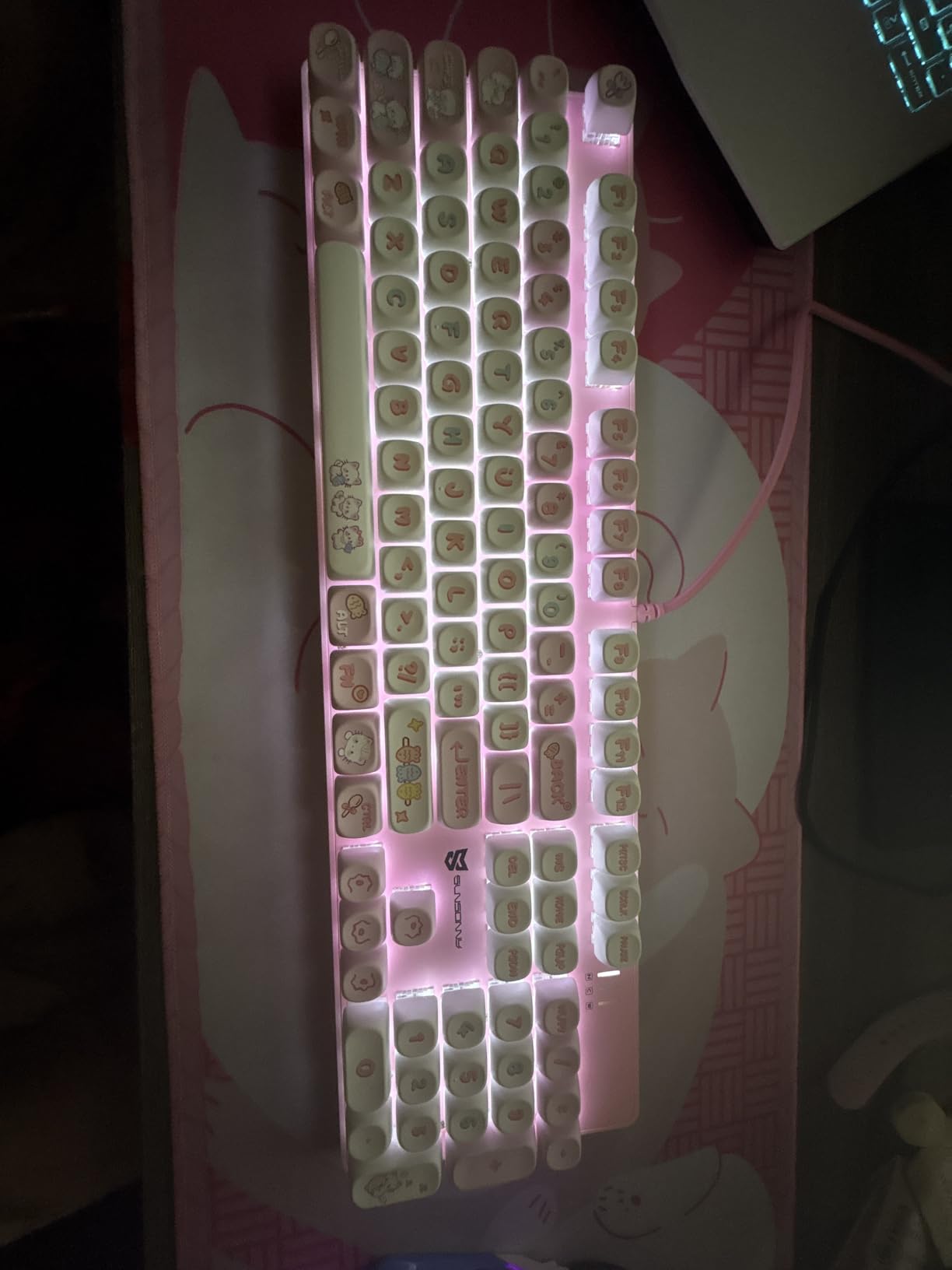 Merdia 104 Keys Full Size Mechanical Keyboard | Blue Switch, Pink & White Color 104 Keys US Layout Led Backlit Hot Swappable Wired Mechanical Light Up Pink Keyboard | Wired Gaming Computer Keyboards customer photo 2