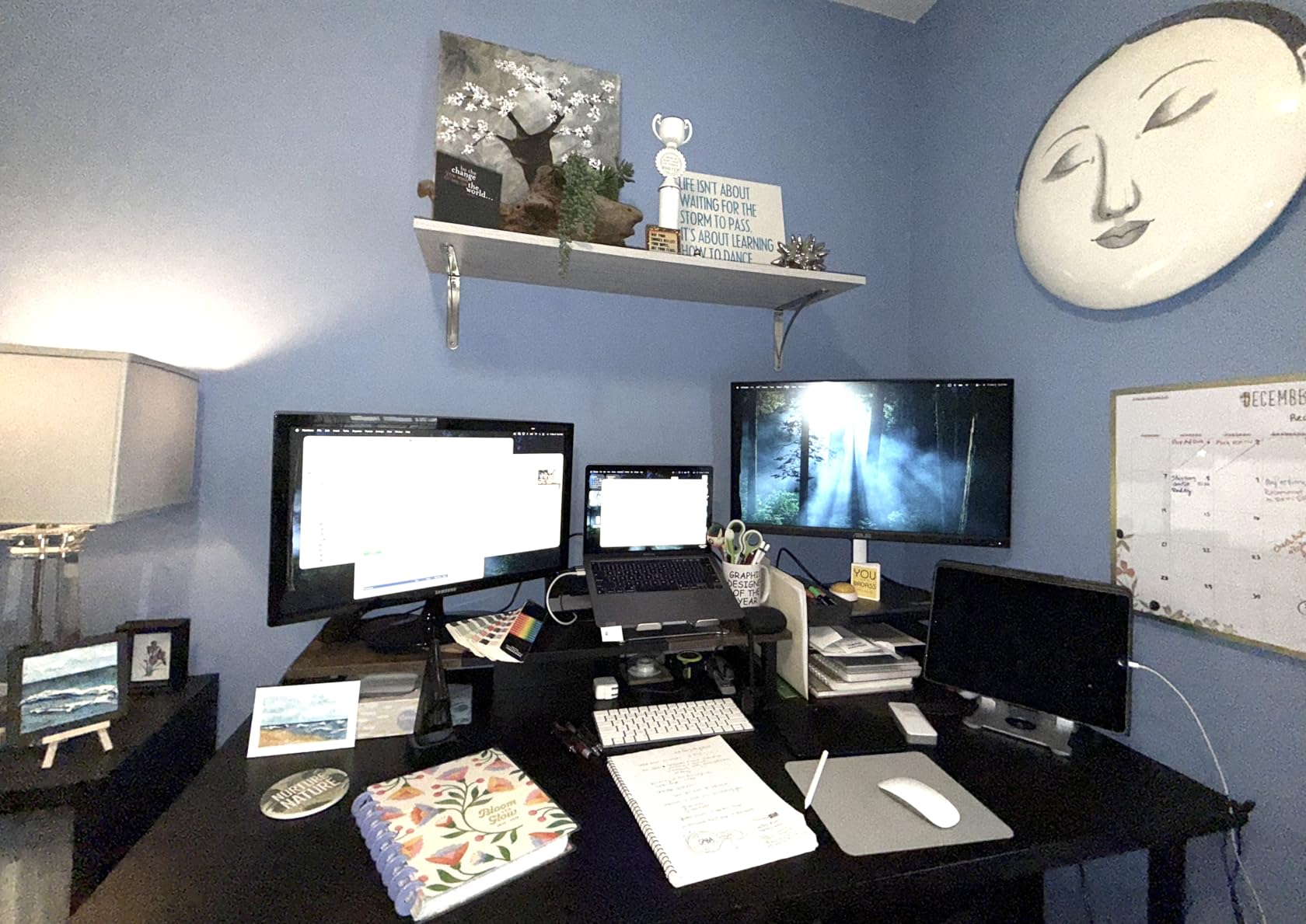 FLEXISPOT EN2 Bamboo Standing Desk with Clamp Power Strip, 55 x 28 Electric Stand Up Height Adjustable Desk with Cable Management (Black Frame + 55