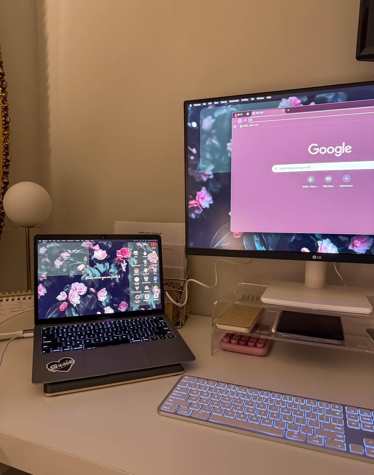 Clear Acrylic Monitor Stand Riser 2 Tier, 5.12 Inches High Clear Computer Desk Organizer Shelf for Multi Media PC Storage Laptop customer photo 1