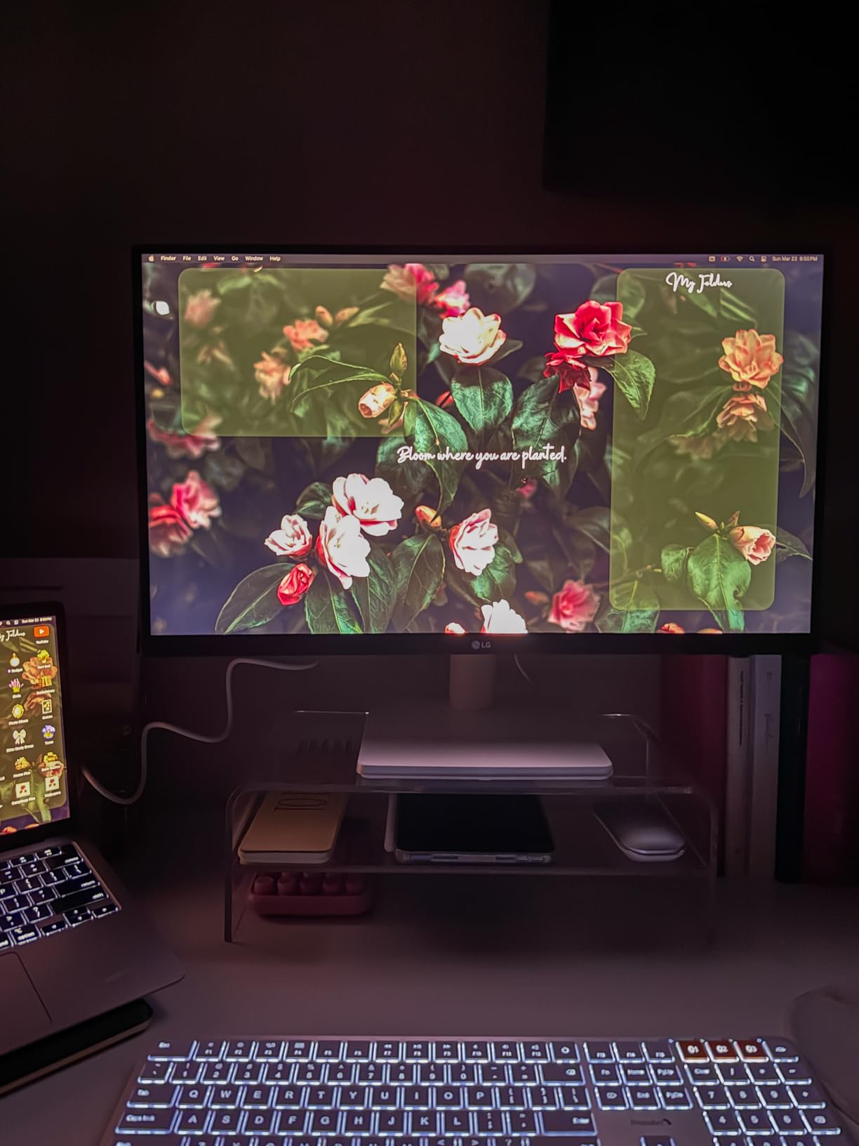 Clear Acrylic Monitor Stand Riser 2 Tier, 5.12 Inches High Clear Computer Desk Organizer Shelf for Multi Media PC Storage Laptop customer photo 2