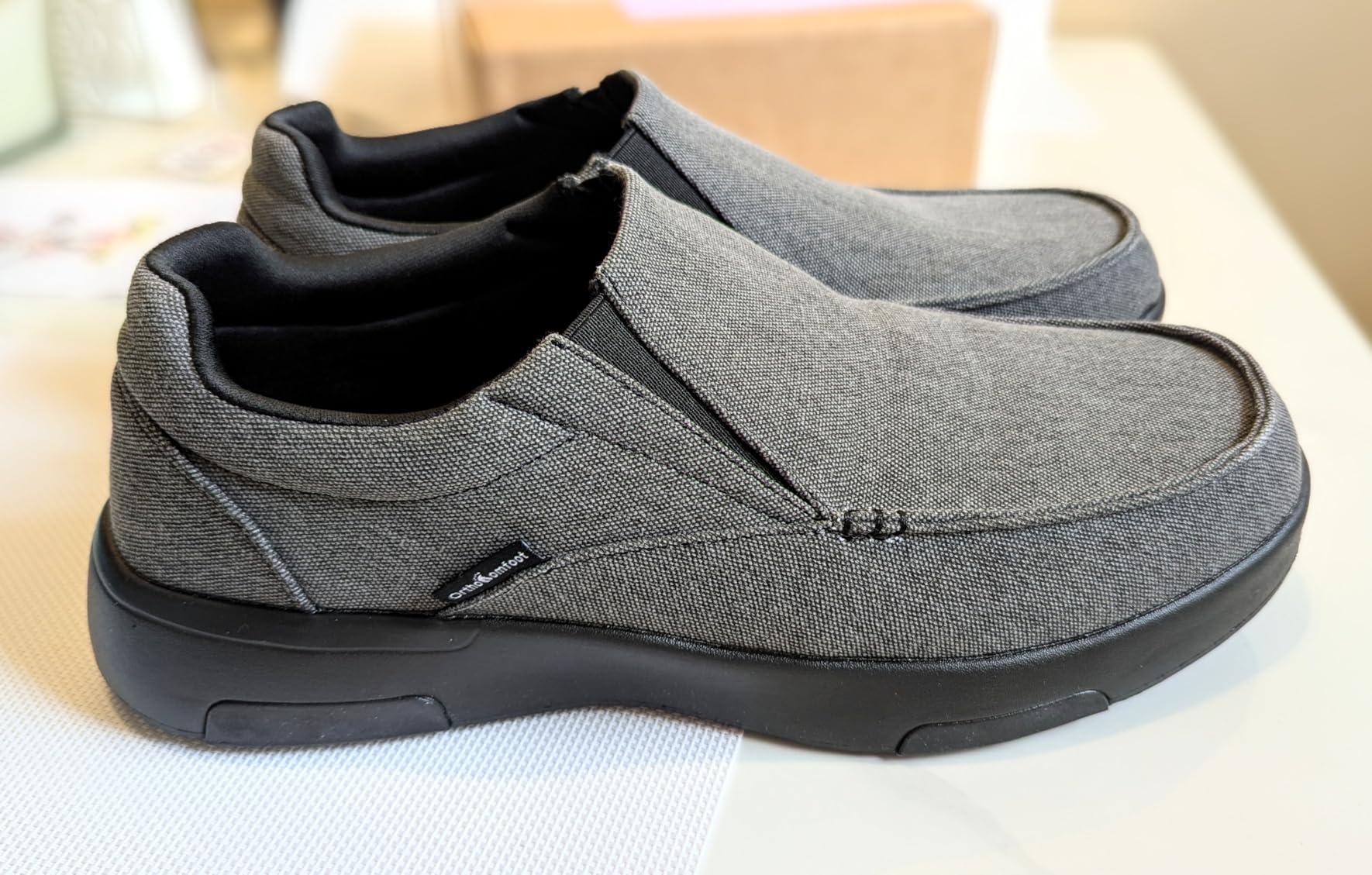 OrthoComfoot Men's Orthopedic Comfortable Slip-On Shoes with Arch Support, Orthotic Loafers for Plantar Fasciitis, Canvas Leisure Vintage Flat Walking Shoes for Foot and Heel Pain Relief customer photo 1