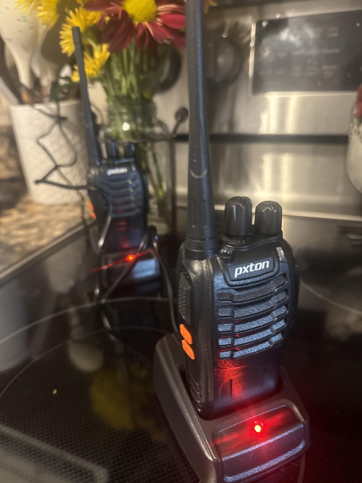 pxton Walkie Talkies Long Range for Adults with Earpieces,16 Channel Walky Talky Rechargeable Handheld Two Way Radios with Flashlight Li-ion Battery and Charger (4 Pack) customer photo 2