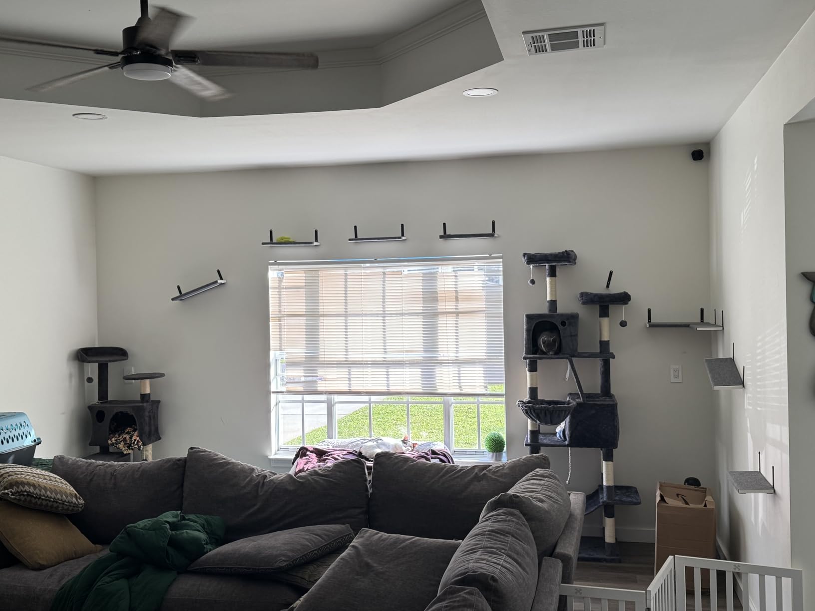 Feandrea Cat Tree, 81.1-Inch Large Cat Tower, Multi-Level Plush Condo with 13 Scratching Posts, 2 Perches, 2 Caves, Basket, Hammock, Pompoms, Smoky Gray UPCT190G01 customer photo 2