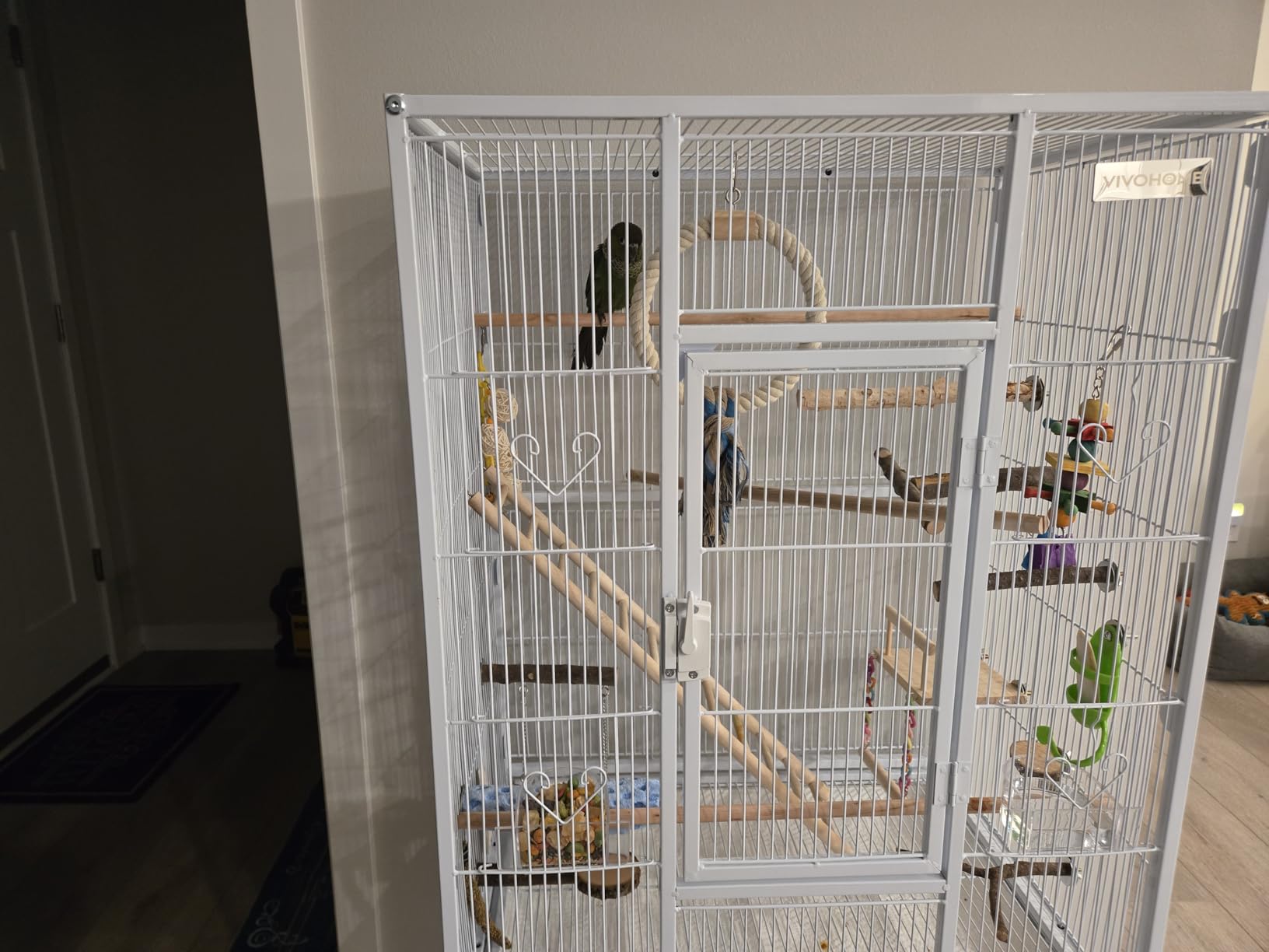 VIVOHOME 54 Inch Wrought Iron Large Bird Flight Cage with Rolling Stand for Parakeets Canaries Cockatiels Lovebirds Conures, Black customer photo 1