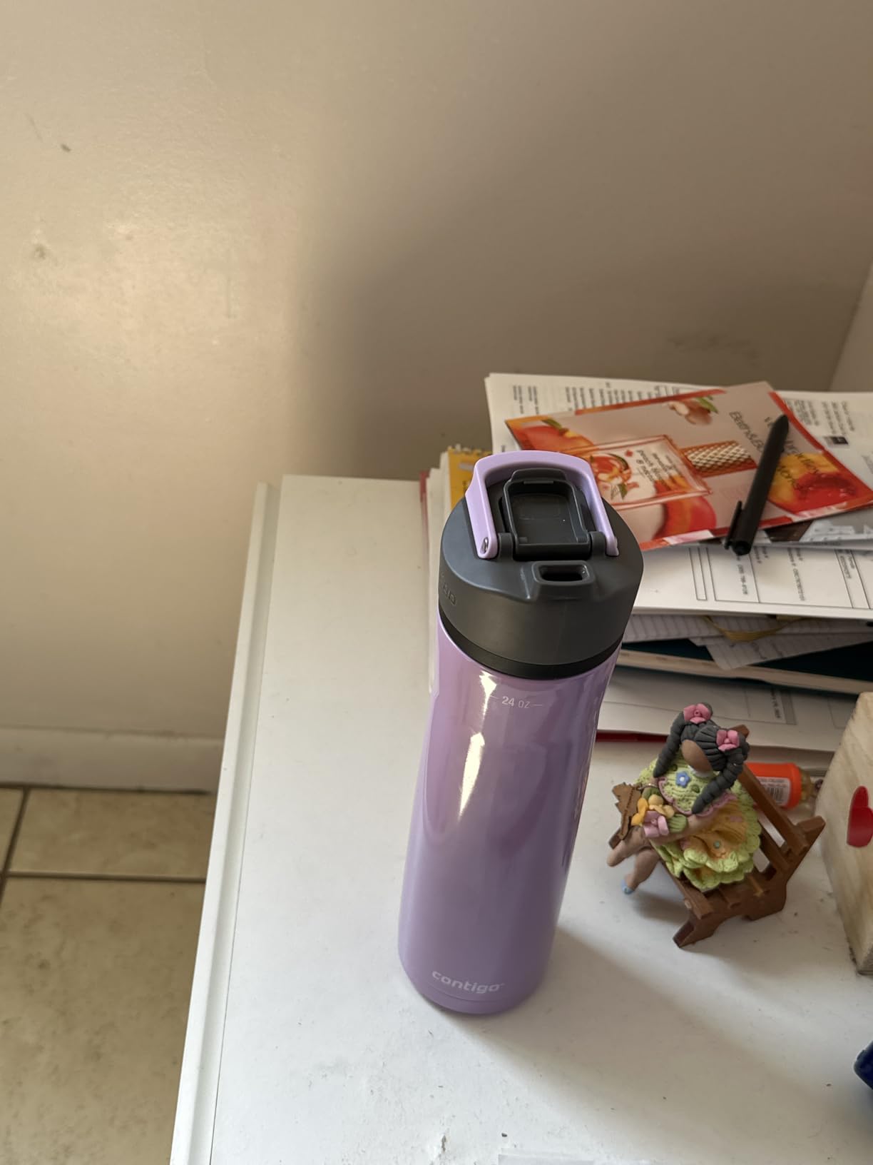 Contigo Cortland Chill 2.0 Vacuum-Insulated Stainless Steel Water Bottle, Spill-Proof Sip Technology, Interchangeable Lid, 24oz, Steel/Licorice customer photo 1