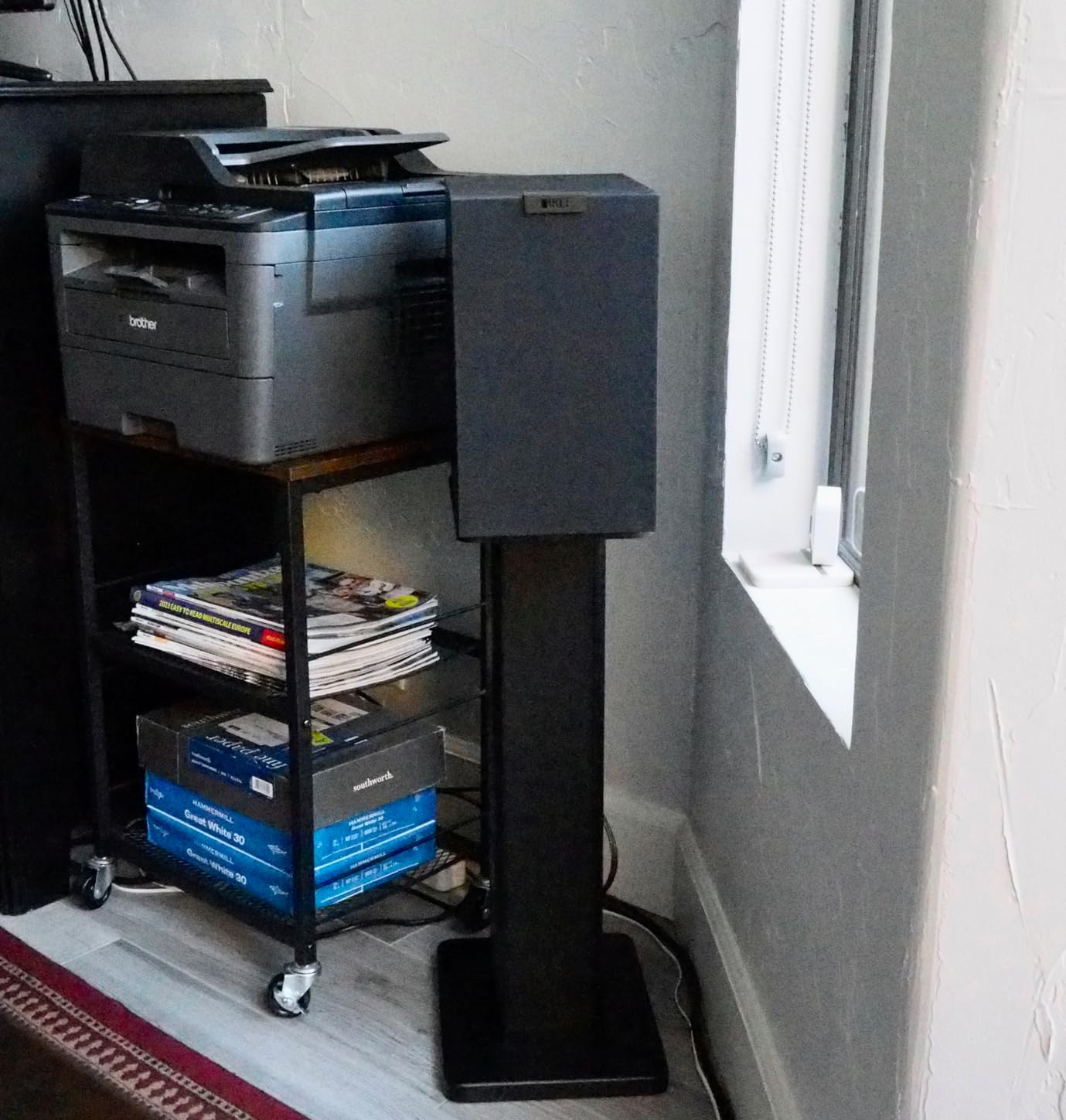 Wood Grain Speaker Stands 36 Inch Universal Floor Speaker Stand Pair Heavy Duty Hollowed Stands for Home Theater Speakers with Sand Filling Tuning Function - Pair customer photo 2