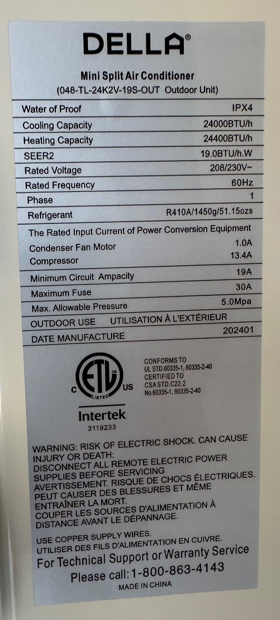 DELLA Vario Series 12000 BTU Mini Split Air Conditioner Work with Alexa with 1 Ton Pre-Charged Heat Pump Ductless Inverter System, 23 SEER2, Cools Up to 550 Sq. Ft, 16.4ft Installation Kit Included customer photo 1