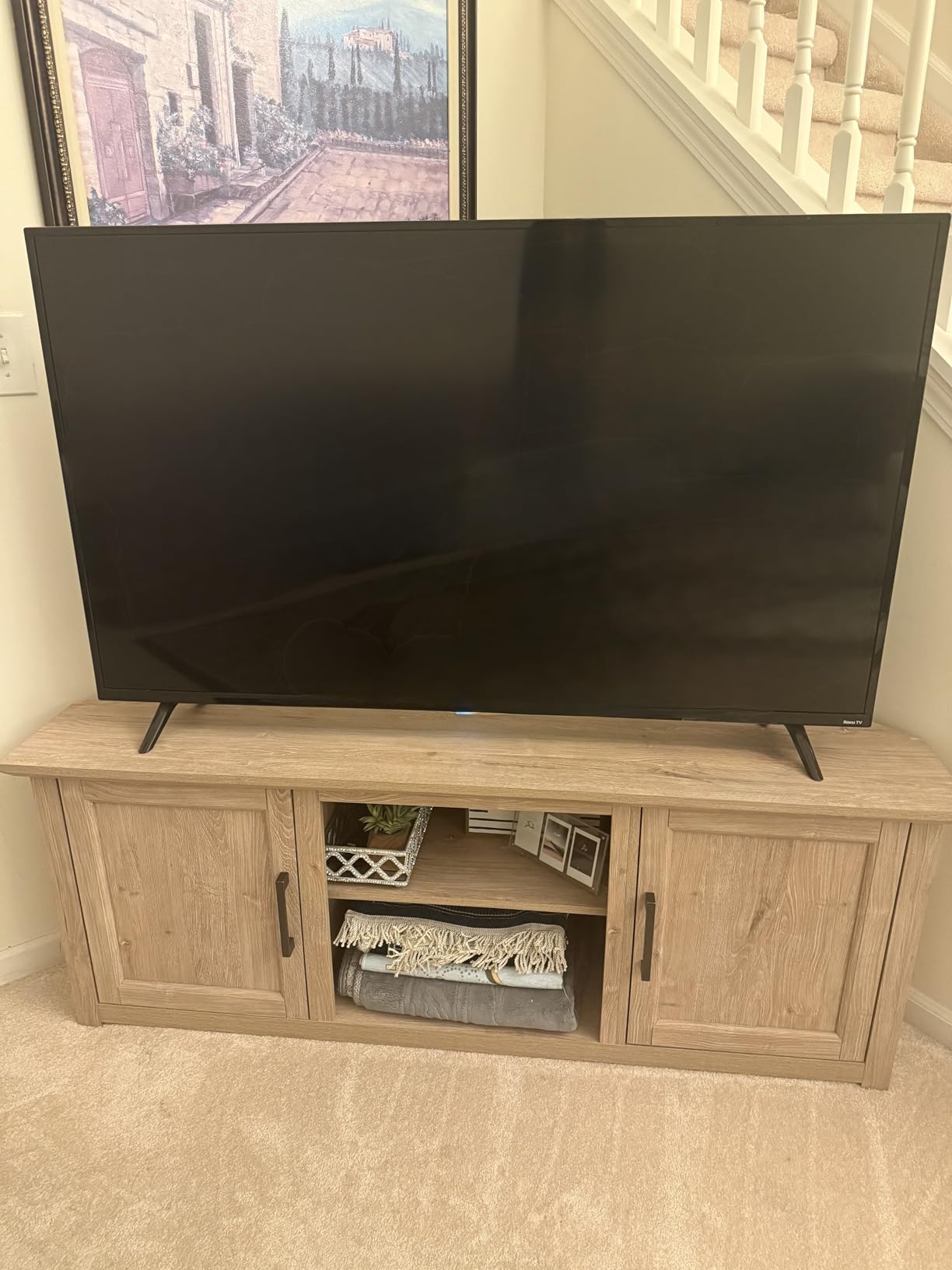 Crosley Furniture Camden TV Stand for 50+ inch TVs, Entertainment Center with Adjustable Storage Shelves, Whitewash customer photo 2