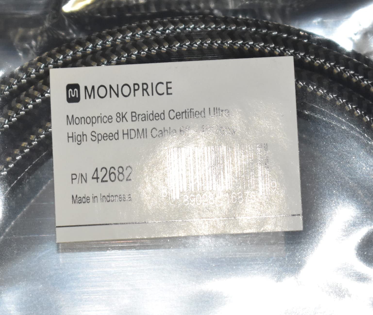 Monoprice 8K Certified Ultra High Speed HDMI Cable - Braided - HDMI 2.1, 8K@60Hz, 4K@120Hz, 48Gbps, HDR, VRR, CL2 In-Wall Rated, 10ft, Black customer photo 1