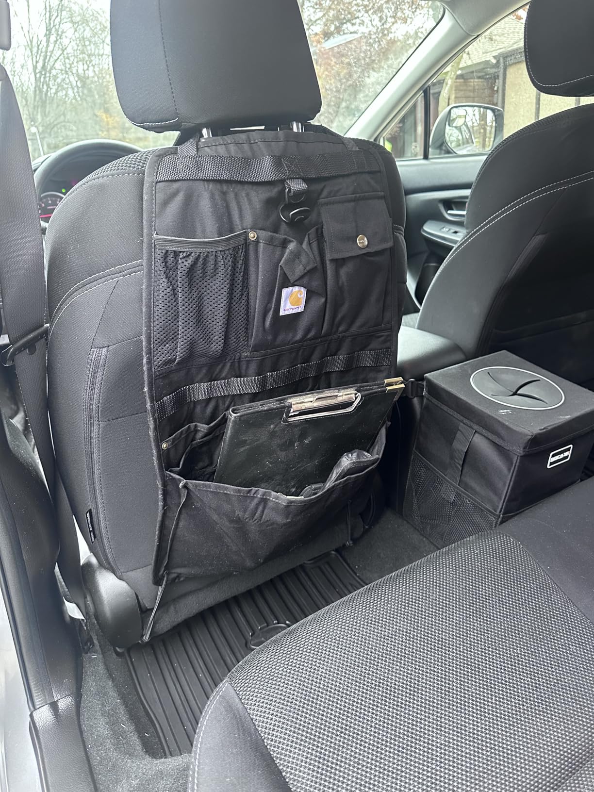 Carhartt Universal Nylon Duck Automotive Seat Back Organizer, Organization for Work and Kids, Black customer photo 1