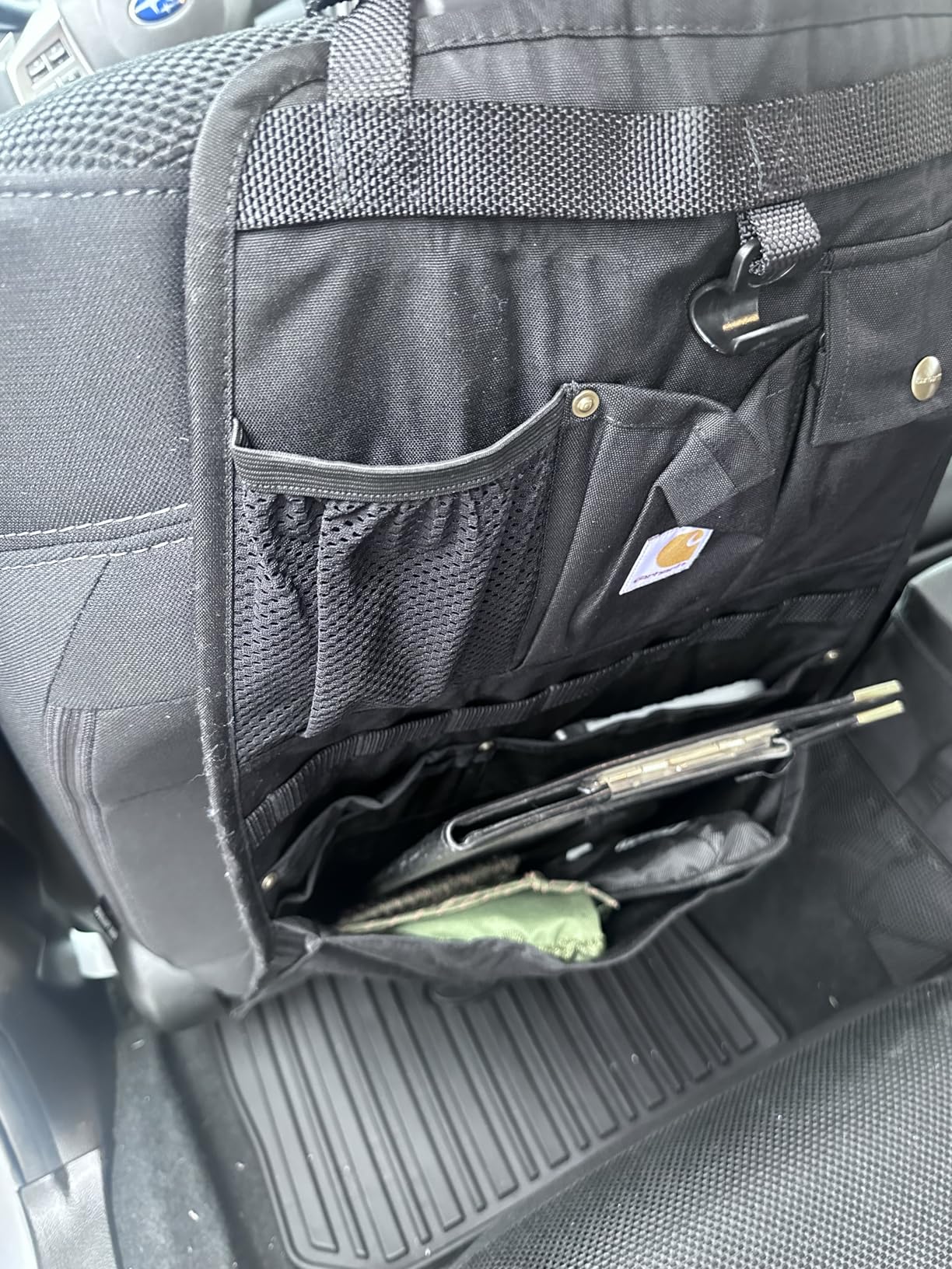 Carhartt Universal Nylon Duck Automotive Seat Back Organizer, Organization for Work and Kids, Black customer photo 2