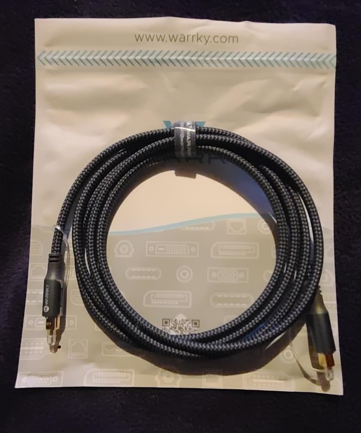 Warrky Optical Audio Cable, 6ft / 1.8m Optical Cable for Soundbar, TV, Stereo Systems, Home Cinema [Nylon Braided, Slim Metal Case], Fiber Optic Audio Cord for Samsung, Vizio, LG, Bose, Sony, Sonos customer photo 2