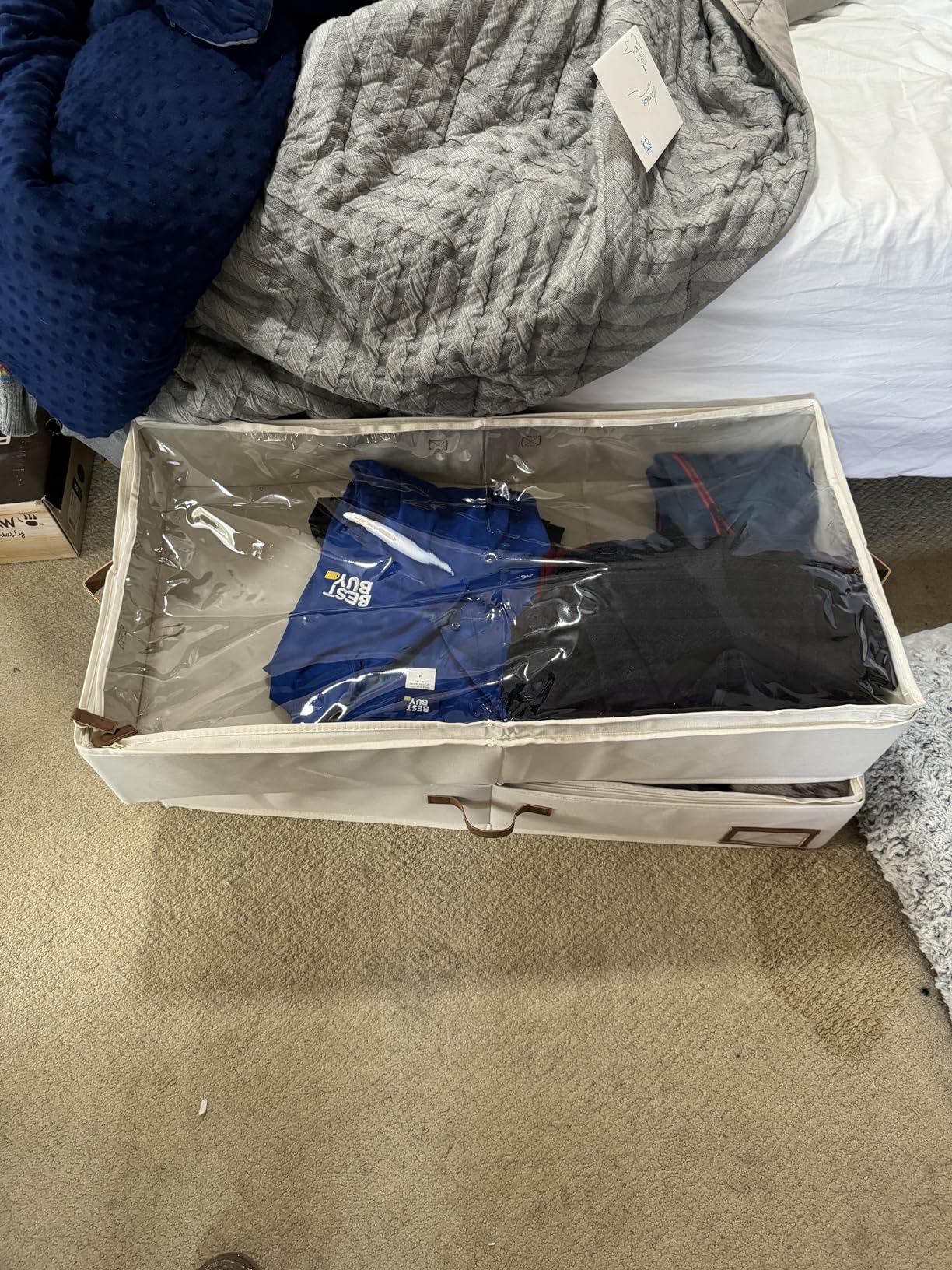 StorageWorks Large Under Bed Storage Containers with Handles and Label Holder, 2 Pack Ultra-thick Fabric Underbed Bins, Closet Organizer for Clothes, Blankets, Sweater customer photo 1