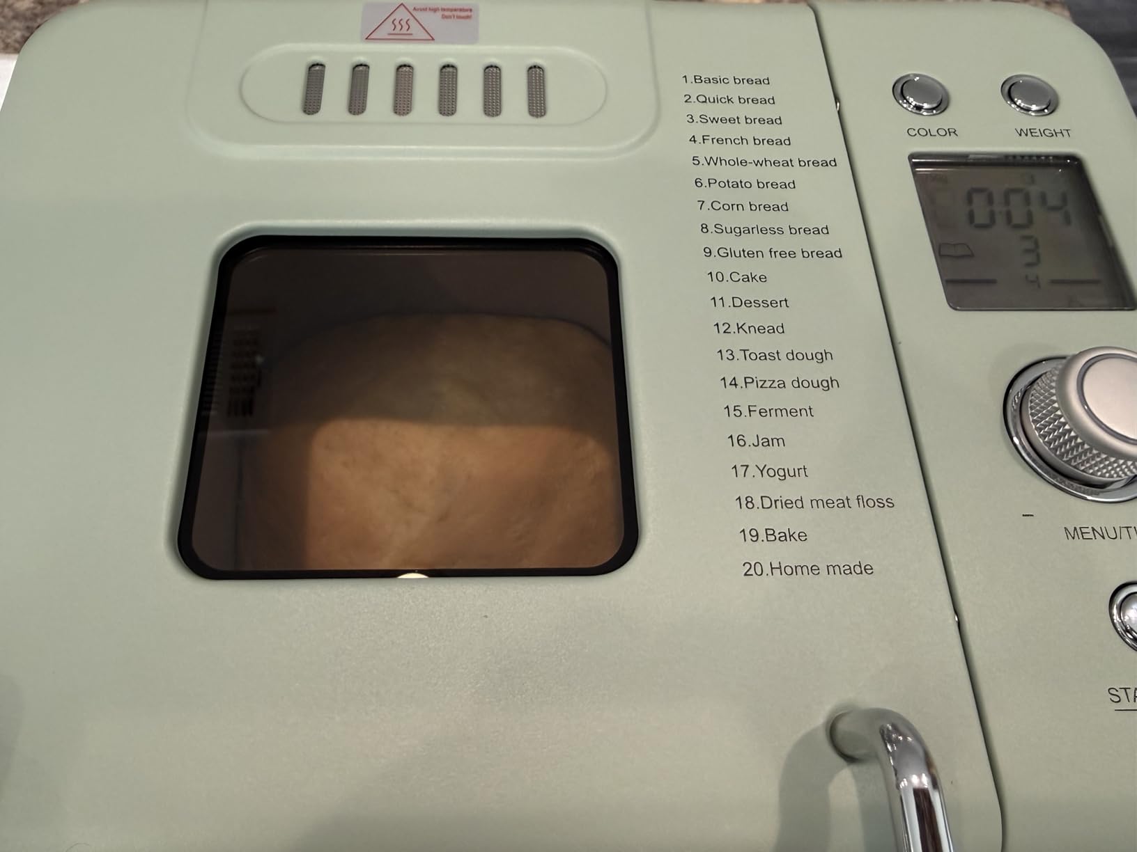 Neretva Bread Maker, 20-IN-1 2LB Bread Machine Dual Heater Bread Maker Machine Automatic with Nonstick Ceramic Pan, 15H Timer & 1H Keep Warm Set, Low Noise, Stainless Steel Breadmaker Recipe-Green customer photo 1