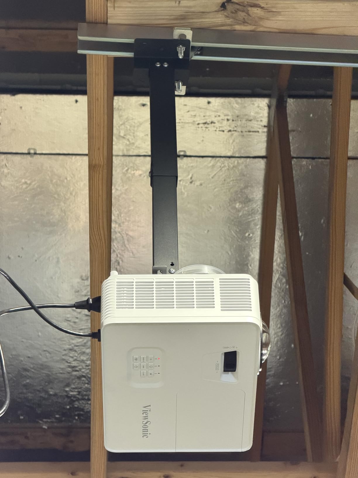 Projector Ceiling/Wall Mount White, Low Profile Universal Projector Holder/Bracket/Hanger Kit with Extendable Arm, Adjustable Height Pole Drop Ceiling Quick Release for Epson Optoma Benq customer photo 1