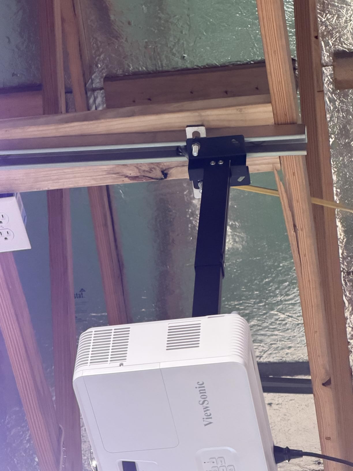 Projector Ceiling/Wall Mount White, Low Profile Universal Projector Holder/Bracket/Hanger Kit with Extendable Arm, Adjustable Height Pole Drop Ceiling Quick Release for Epson Optoma Benq customer photo 2