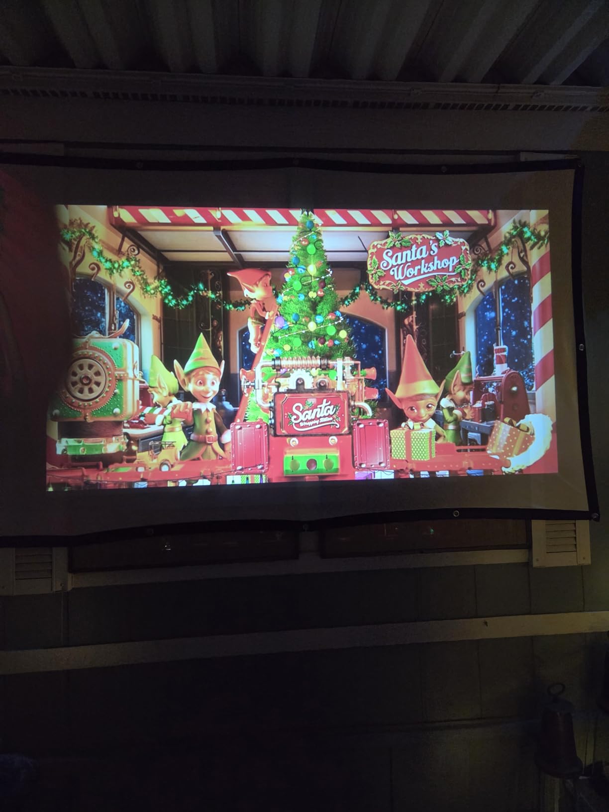 AAJK Outdoor Projector Screen 100 inch, Washable Projector Screen 16:9 Foldable Anti-Crease Portable Projector Movies Screen for Home Theater Outdoor Indoor Support Double Sided Projection customer photo 1