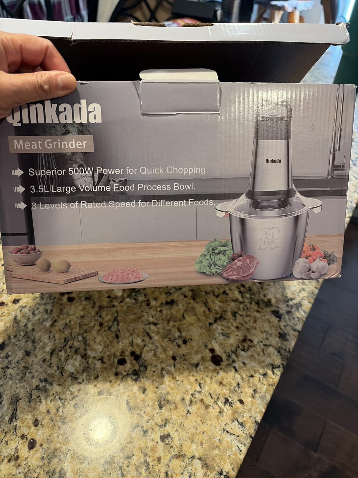 Food Processor, 500W Powerful Meat Grinder, 14Cup Stainless Steel Bowl, 3 Speed Modes 4 Bi-Level Blades for Onion, Meat, Nuts, Fruit, Garlic, Vegetable, Baby Food customer photo 1