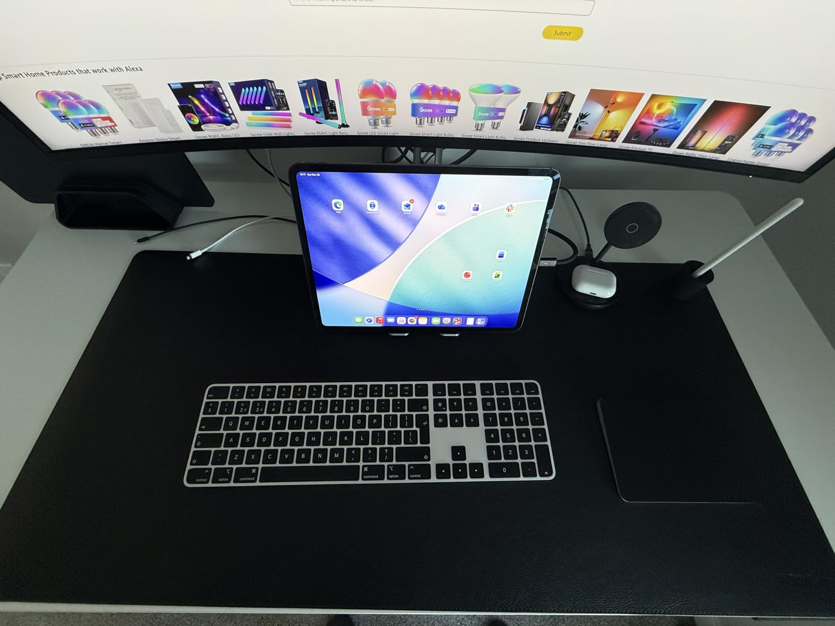 Nordik Cork Leather Desk Mat Cable Organizer (Pebble Black 35 X 17 inch) Premium Extended Mouse Mat for Home Office Accessories - Non-Slip Vegan Leather Desk Pad Protector & Desk Blotter Pad customer photo 1