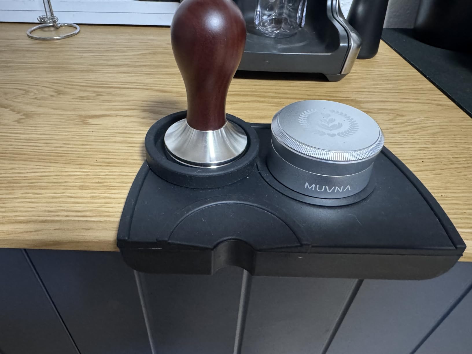 Coffee Tamper Espresso Press 58mm - 304 Stainless Steel Flat Base with Wooden Handle and Tamper Mat customer photo 1