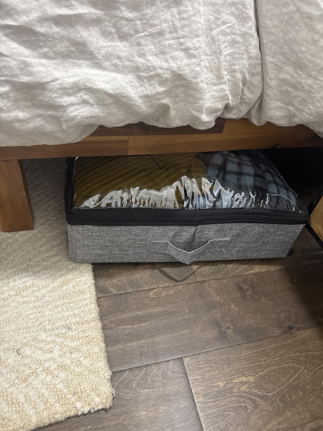 2-Pack Under Bed Storage Containers, 4.5 Inches Tall Low Profile Underbed Clothes Storage Organizer Bin with Sturdy Sidewalls/Bottom, Underbed Storage Bins 2 Storage Thin Bins customer photo 1