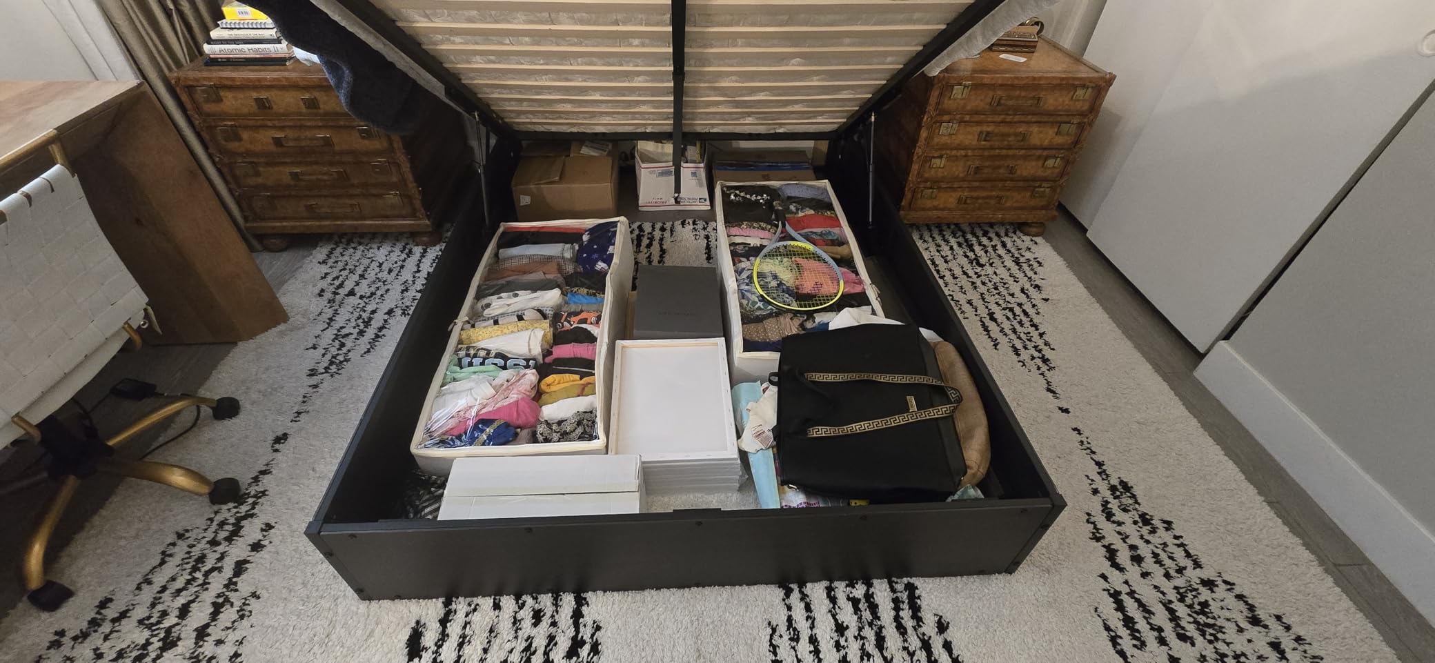 2-Pack Under Bed Storage Containers, 4.5 Inches Tall Low Profile Underbed Clothes Storage Organizer Bin with Sturdy Sidewalls/Bottom, Underbed Storage Bins 2 Storage Thin Bins customer photo 2