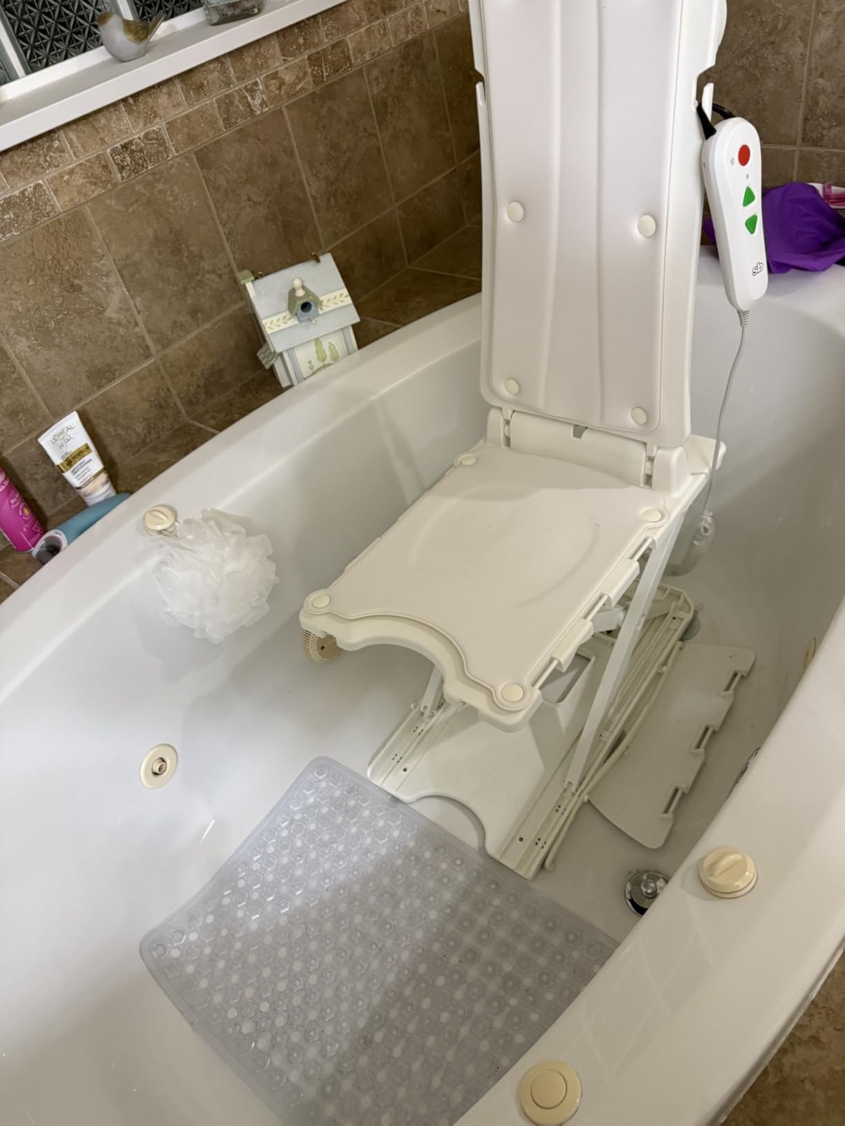 BathLyft (& Floor Lift) | 1 Year Warranty | Floor Lift & Chair Lift | Lightweight, Battery-Operated w Remote | Reclining 53° Support | for Seniors & Disabled | FSA HSA Eligible (Blue) customer photo 1