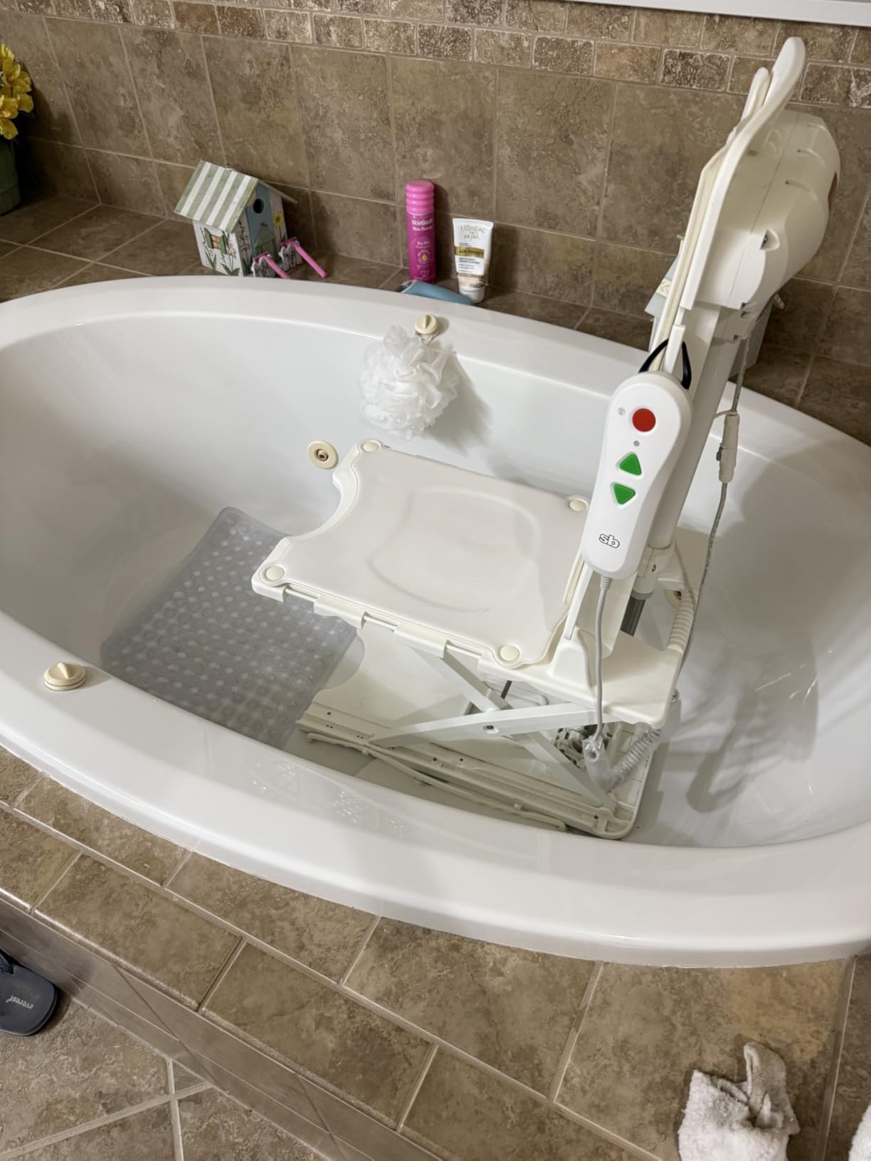 BathLyft (& Floor Lift) | 1 Year Warranty | Floor Lift & Chair Lift | Lightweight, Battery-Operated w Remote | Reclining 53° Support | for Seniors & Disabled | FSA HSA Eligible (Blue) customer photo 2
