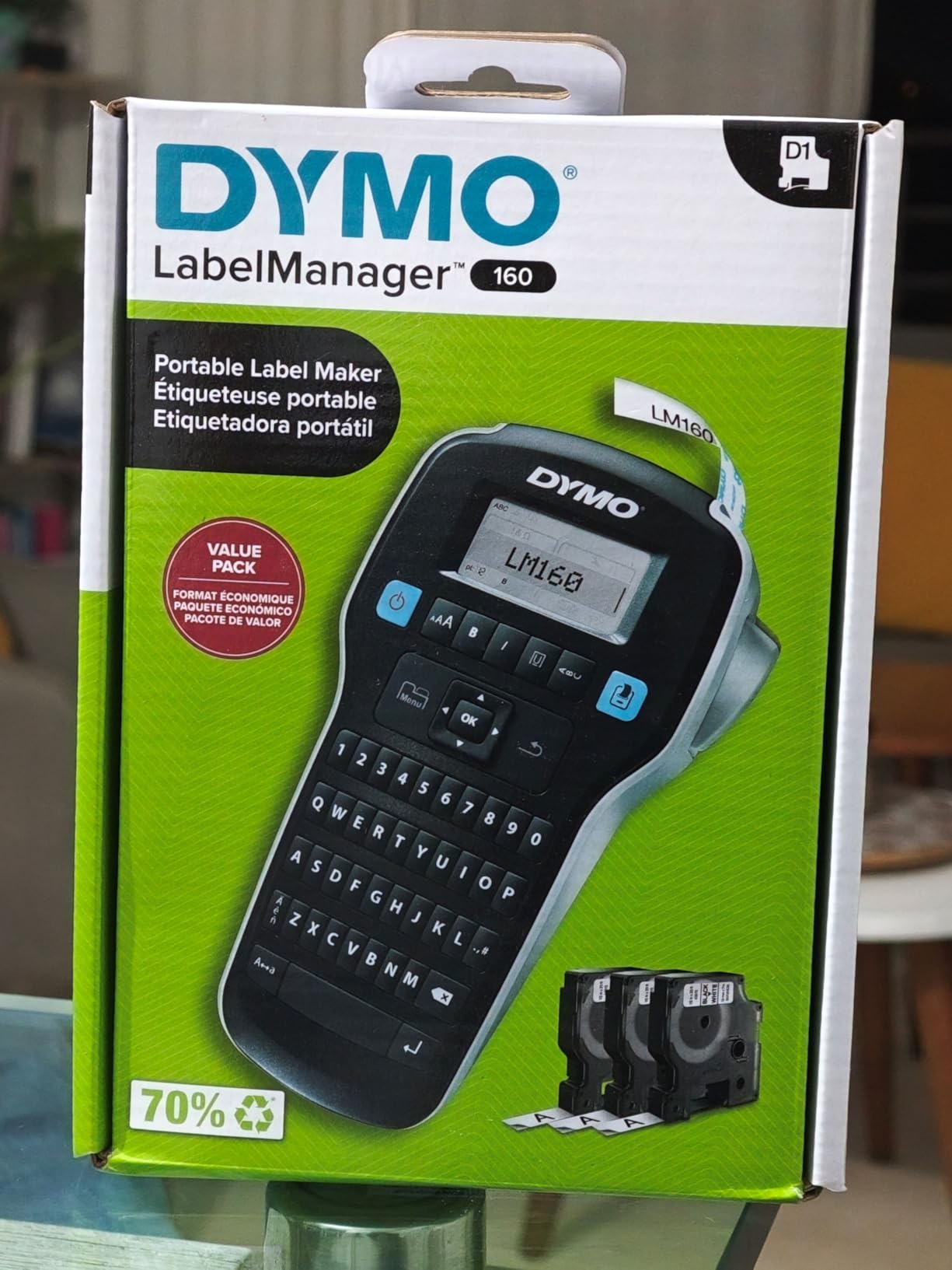 DYMO LabelManager 160 Portable Label Maker Bundle, Easy-to-Use, One-Touch Smart Keys, QWERTY Keyboard, Large Display, For Home & Office Organization, Includes 3 D1 label cassettes customer photo 2