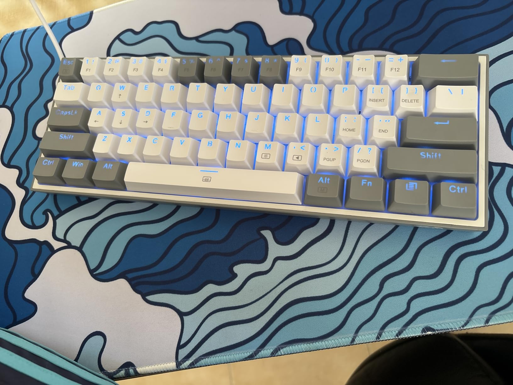 Redragon K617 Fizz 60% Wired RGB Gaming Keyboard, 61 Keys Hot-Swap Compact Mechanical Keyboard w/White and Grey Color Keycaps, Linear Red Switch, Pro Driver/Software Supported customer photo 2