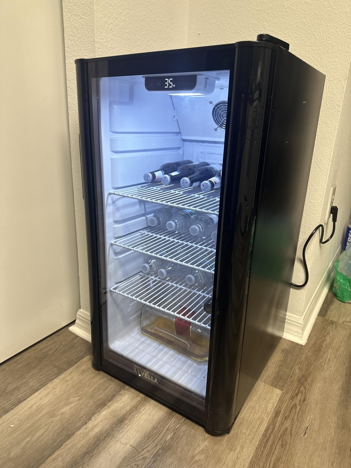 PremiumLevella PRF907DX Glass Door Display Refrigerator 9.0 cu ft Commercial Beverage Cooler Merchandiser With Customizable Lightbox - Black customer photo 2