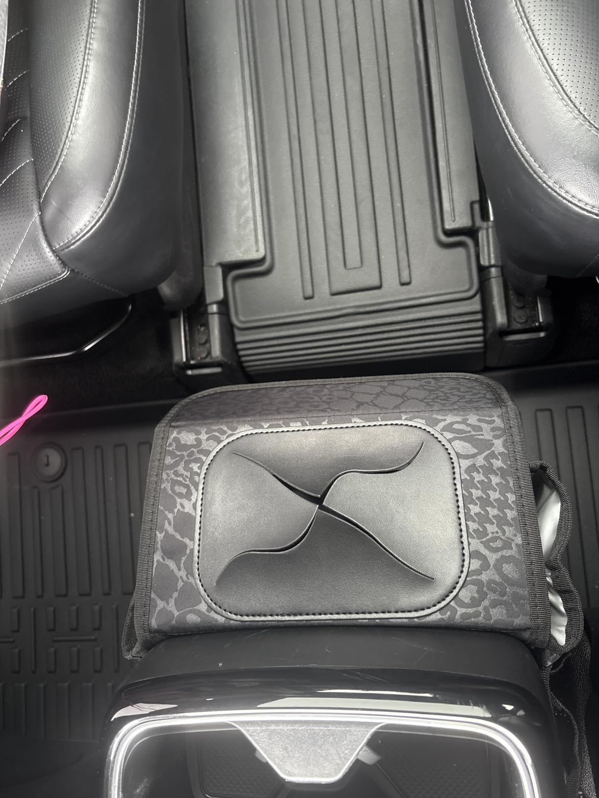 Cute Car Trash Can with Lid - Multipurpose Collapsible Trash Bin for Car, Leak-Proof Organizer, Waterproof Garbage Can with Storage Pockets & Adjustable Straps, 2 Gallons (Black Leopard) customer photo 1