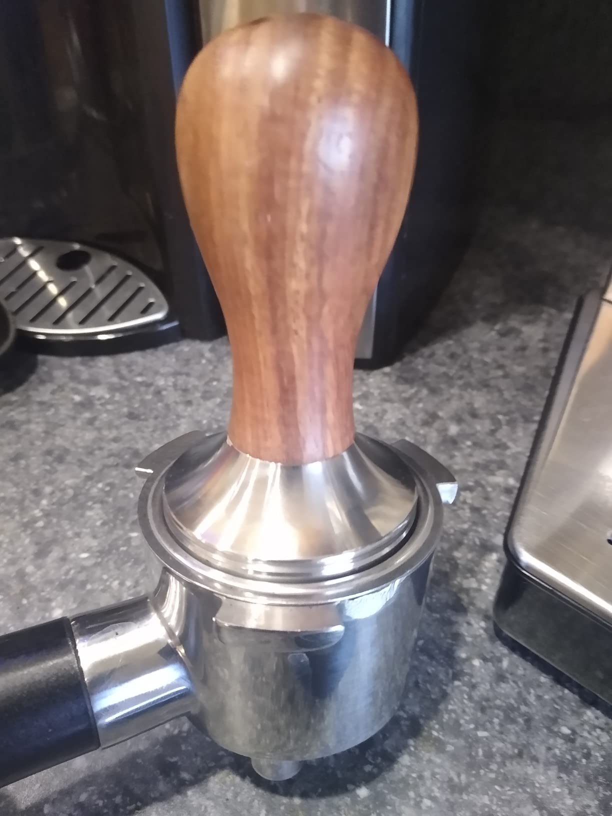 58mm Coffee Tamper Espresso Press with Tamper Mat - 304 Stainless Steel Base with Wooden Handle customer photo 2