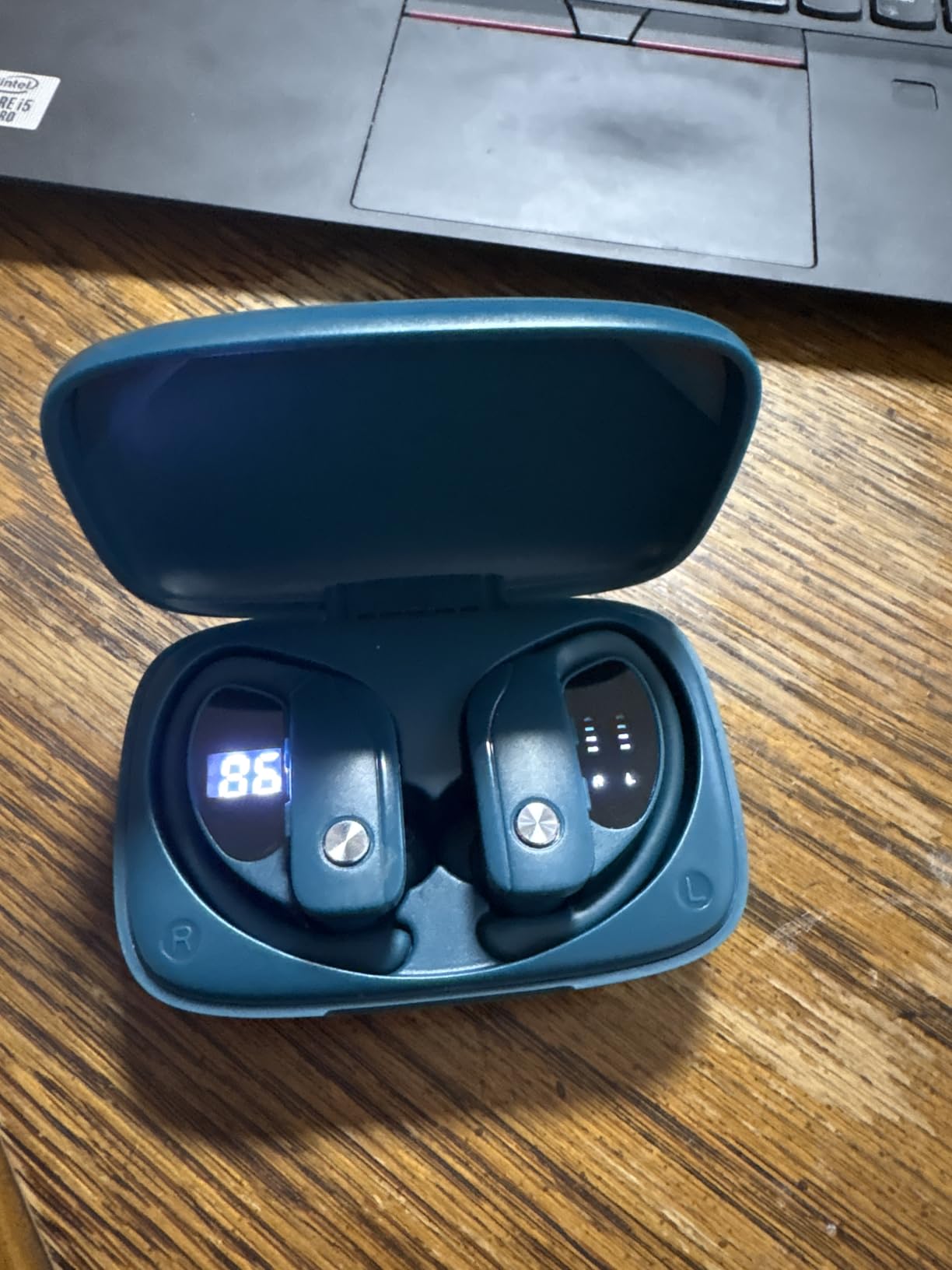 bmani Ear Buds Wireless Earbuds Bluetooth Headphones with 80H Playtime LED Display Case, Over-Ear Hook with Mic, Stereo Sound, Easy Button Controls, Sports Earphones for Running Workout Gym customer photo 2