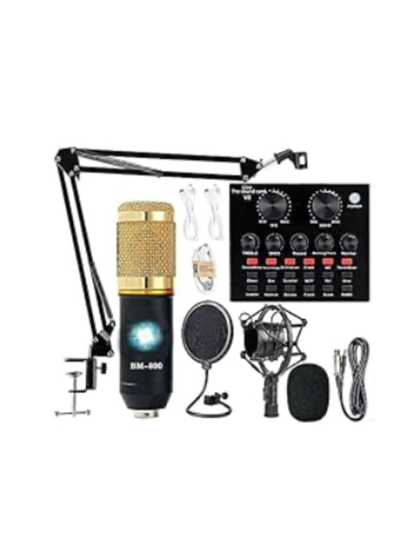 Podcast Equipment Bundle, BM-800 Recording Studio Package with Voice Changer, Live Sound Card - Audio Interface for Laptop Computer Vlog Living Broadcast Live Streaming YouTube TikTok (AM100-V8) customer photo 1