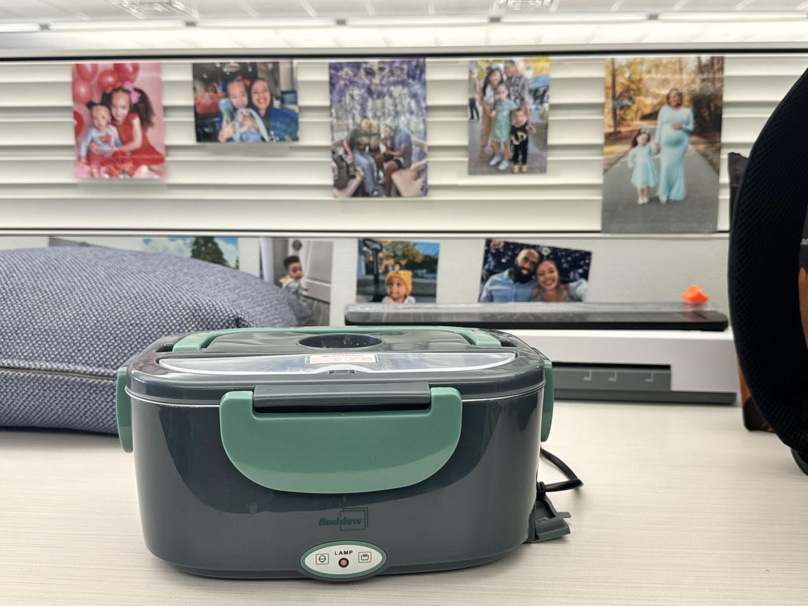 Buddew Electric Heated Lunch Box, 80W Fast Heating, 1.5L Food-Grade 304 Stainless Steel, 12V/24V/110V Portable Food Warmer for Car Truck Office Adults, Lonchera Electrica Portatil (Green) customer photo 1