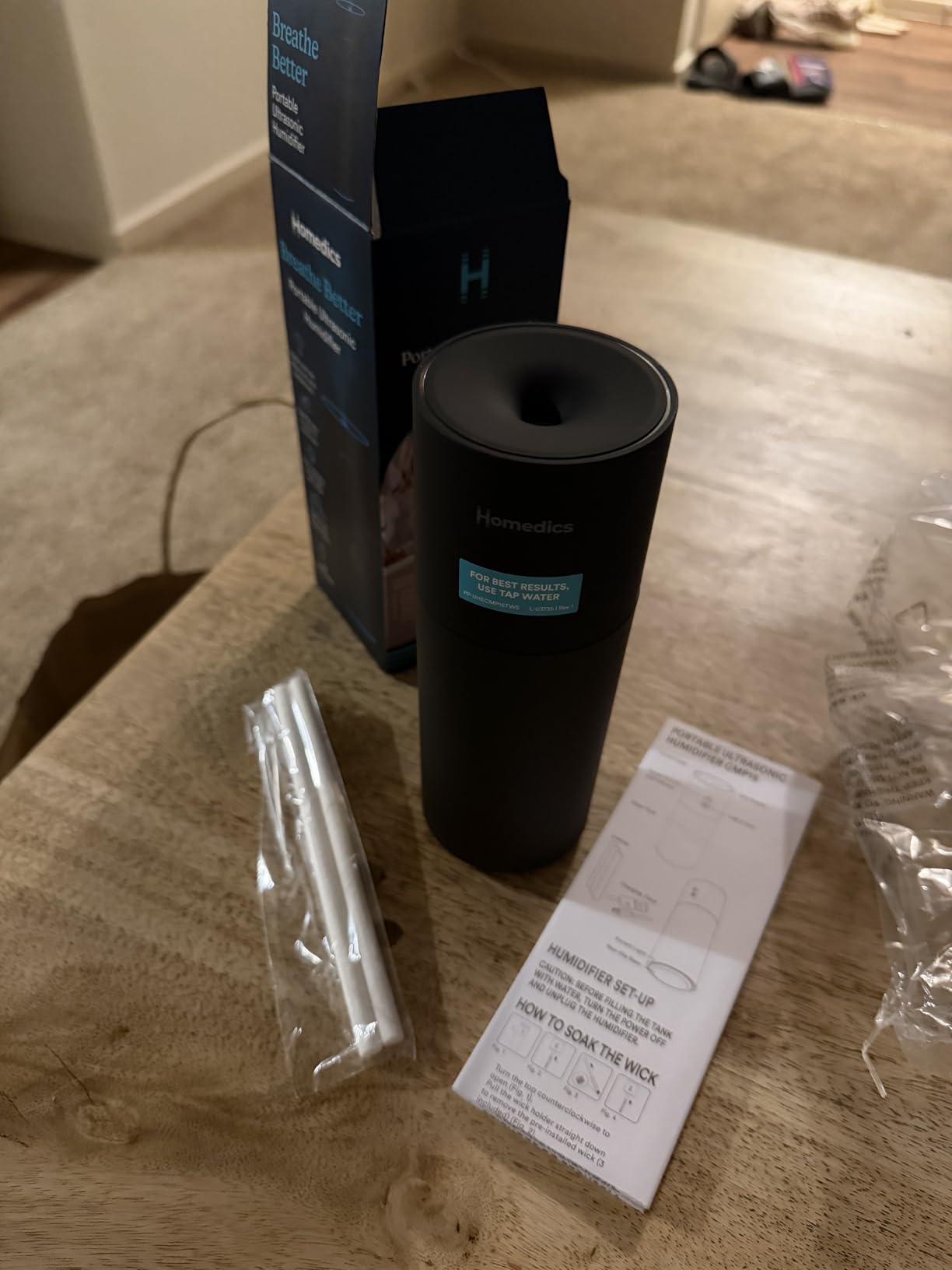 Homedics Portable Humidifier - Small Air Humidifiers for Bedroom, Plants, Office, Travel - Cool Mist Humidifiers, Color-Changing Accent Light, 2 Mist Settings, Black customer photo 2