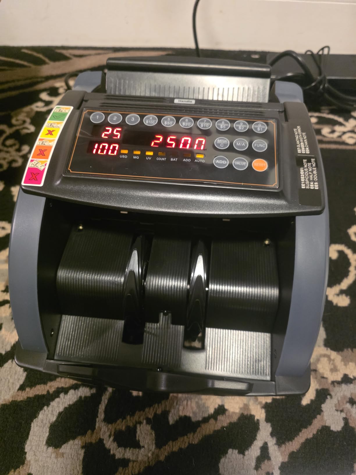 Aneken Money Counter with Value Count, UV/MG/IR Counterfeit Bill Detection for Dollars Euros with Count/Add/Batch/Auto Modes, Cash Counter with External LCD Display customer photo 1