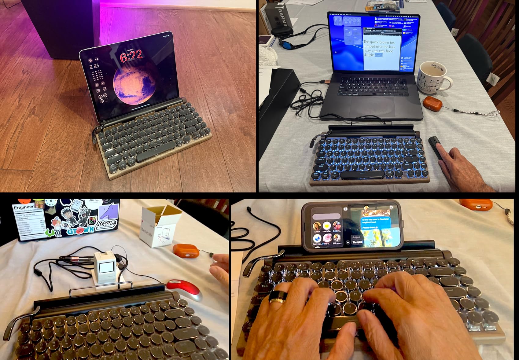 Adventurers Typewriter-Style Retro Mechanical Keyboard LED Backlight 83 Keys Bluetooth 5.0 Blue Axis Wood Color Panel Compatible with iOS/Android/Windows/Vista/Linux/Mac Office/Gaming customer photo 2