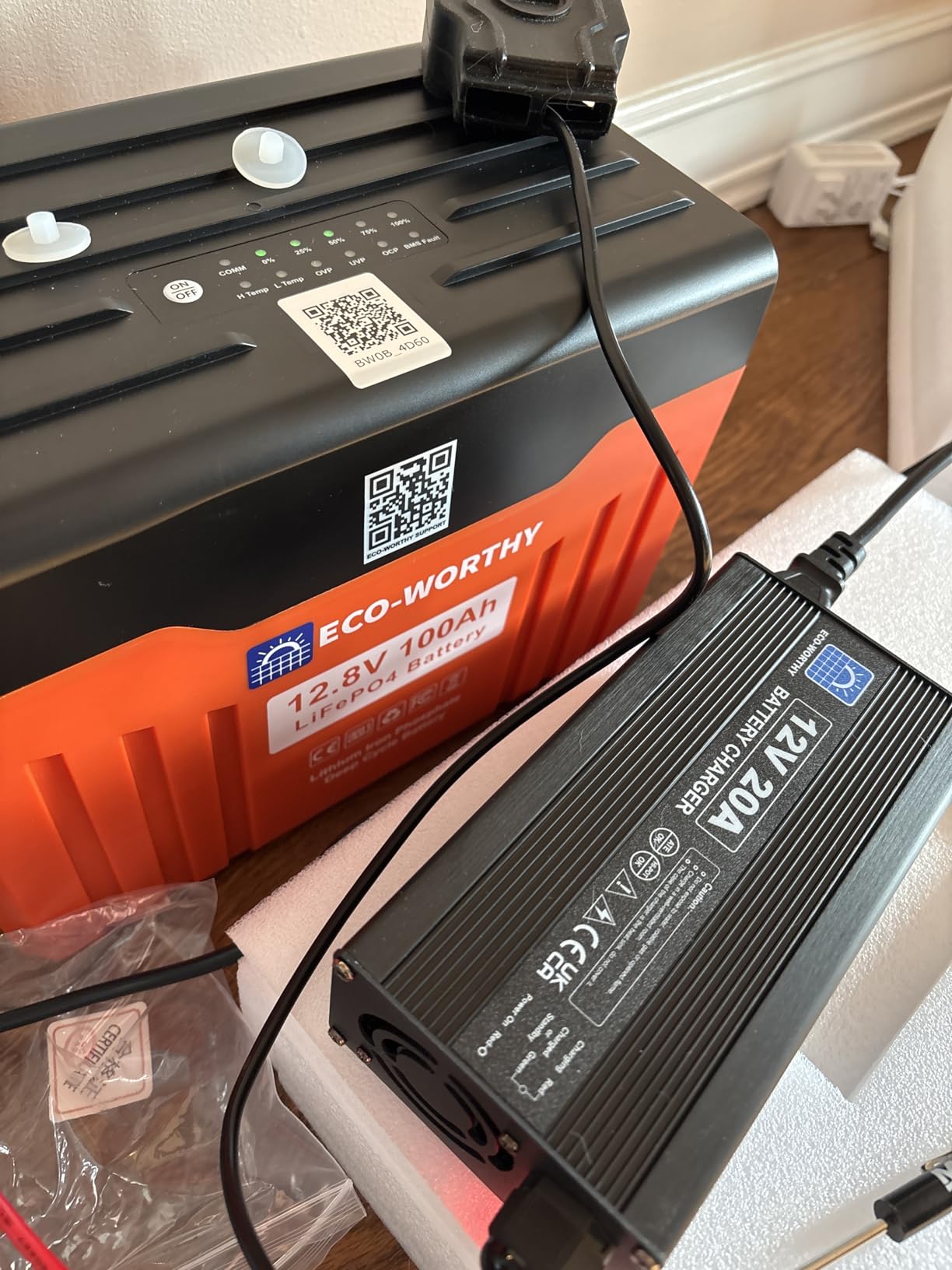 ECO-WORTHY 12V 100AH LiFePO4 Lithium Battery with Bluetooth, Max.1280Wh Energy, Low Temperature Protection, Group 24, Built-in 100A BMS, Perfect for Trolling Motor, RV, Boat, Solar Off-Grid customer photo 1