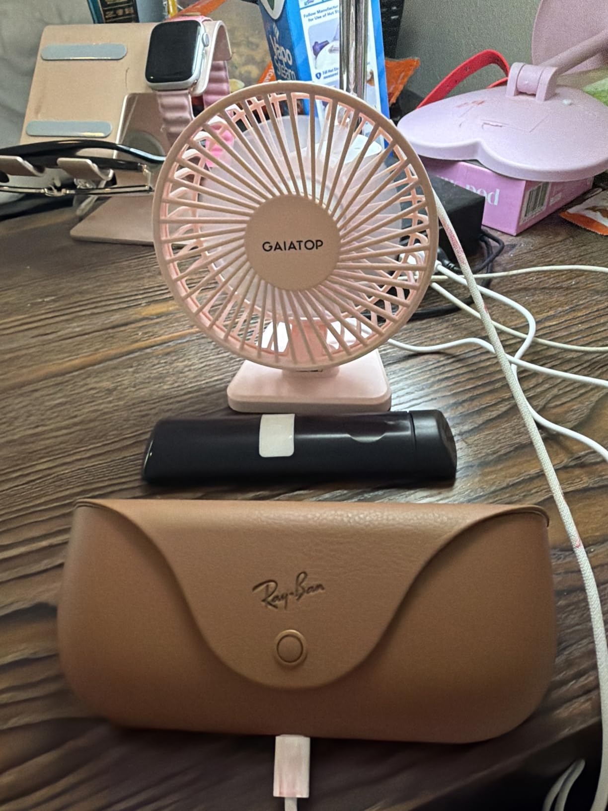 Gaiatop USB Desk Fan, Small But Powerful, Personal Portable Quiet 3 Speeds, Adjustable Mini Table Desktop fan for Cooling Home Office Car Summer Travel Gifts Blue customer photo 1