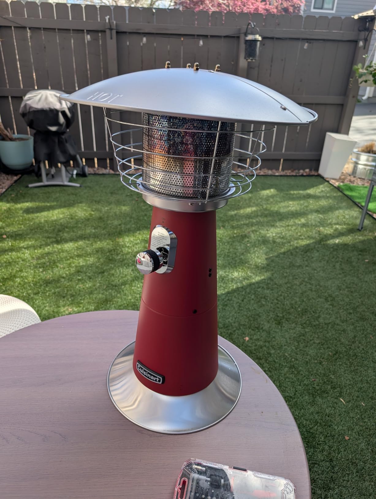 Cuisinart Portable Tabletop Patio Heater, 11,000 BTU Outdoor Propane Heater with Safety Tilt Switch and Adjustable Heat, Burner Screen Guard, 30 sq. Foot Heat Range, Black customer photo 1