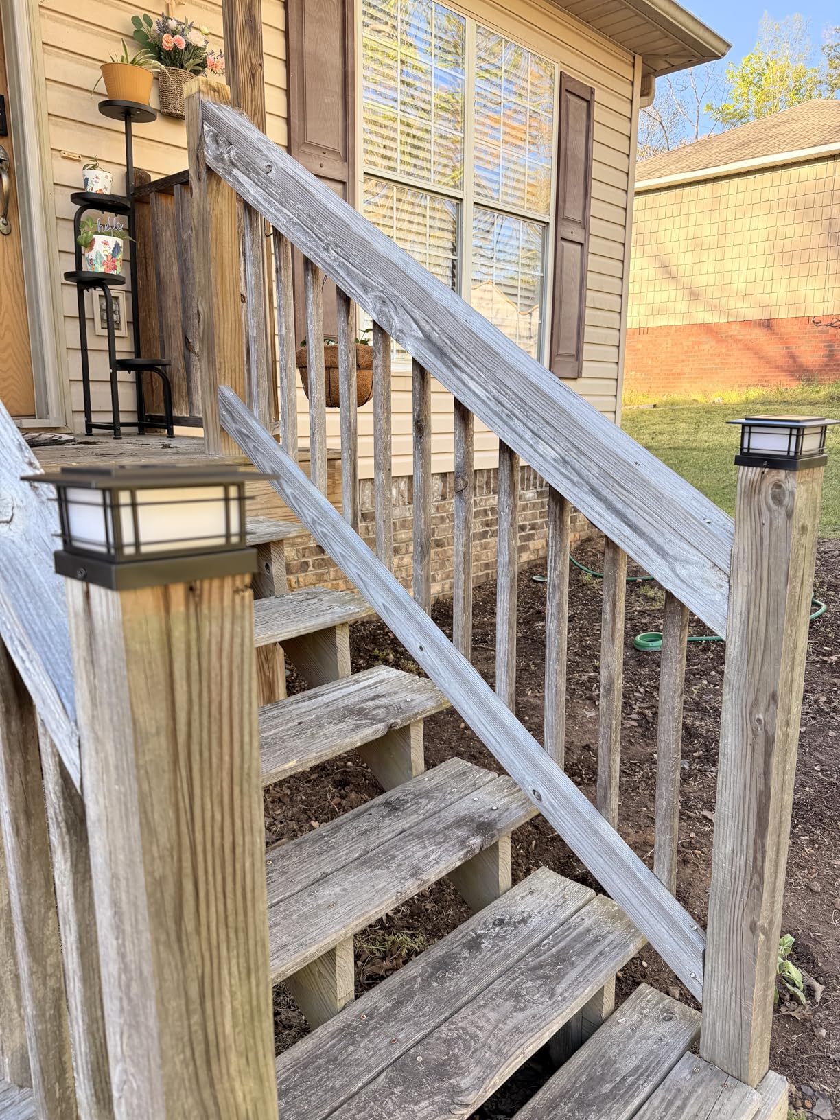 Dynaming 6 Pack Solar Post Cap Lights Outdoor, Fence Post Solar Lights Fit for 4x4 5x5 6x6 Vinyl/Wooden Posts, High Brightness Warm White SMD LED Lighting Decor for Garden Deck Patio customer photo 2