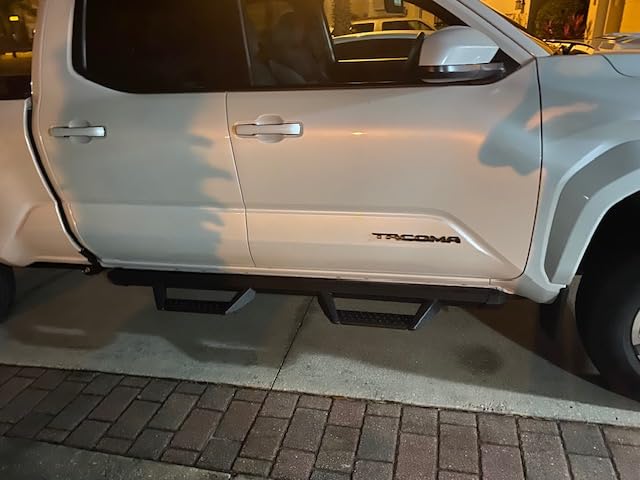 Drop Running Boards Compatible with 2007-2018 Chevy Silverado 1500/Sierra 1500 2500HD 3500HD Crew Cab (Excl. Diesel Model), Dual-Stage Textured Black Powder Coated Step Bars Drop Step Style. customer photo 2