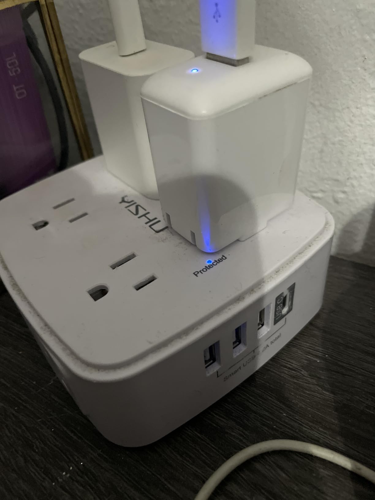 6 Ft Surge Protector Power Strip - 8 Widely Outlets with 4 USB Ports, 3 Side Outlet Extender with 6 Feet Extension Cord, Flat Plug, Wall Mount, Desk USB Charging Station, ETL, White customer photo 1